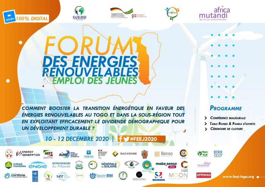 Le Forum des Energies Renouvelables et de l’Emploi des Jeunes au Togo débute ce 10 décembre