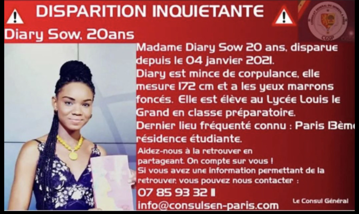 Une étudiante sénégalaise portée disparue à Paris