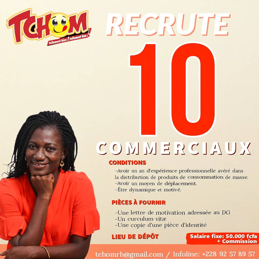 Recrutement de 10 commerciaux terrain à Chom Factory