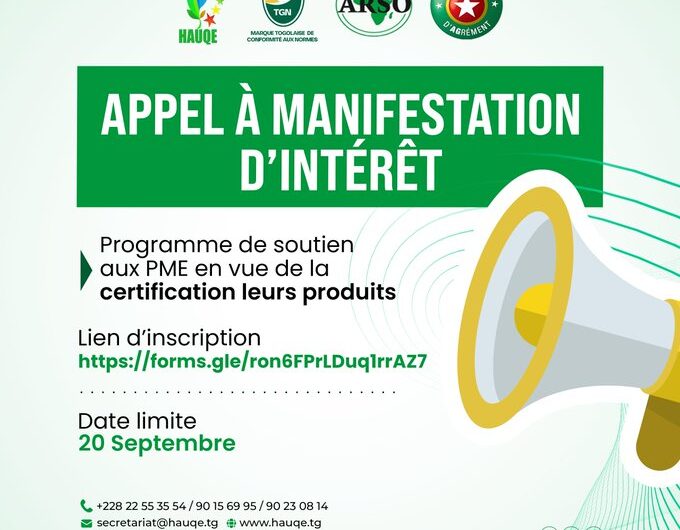 Appel à manifestation d’intérêt pour la certification des produits africains au Togo