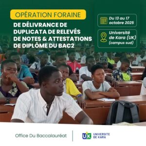 Duplicatas gratuits du baccalauréat à l’université de Kara