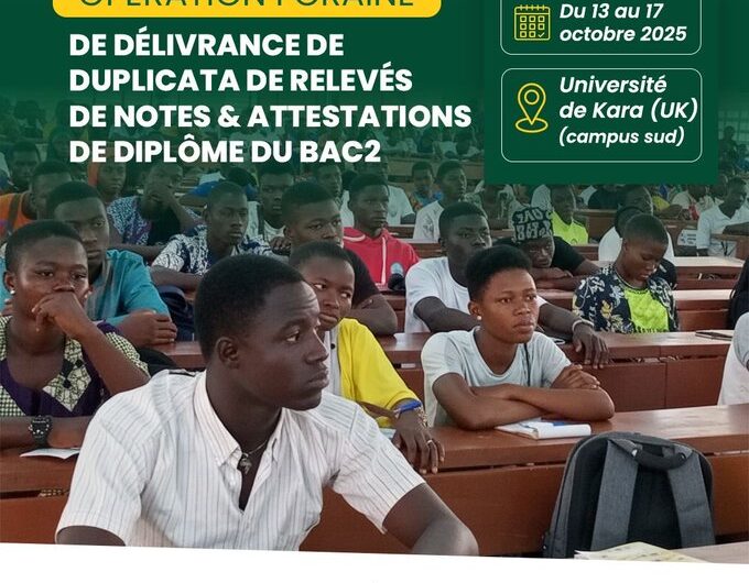 Duplicatas gratuits du baccalauréat à l’université de Kara
